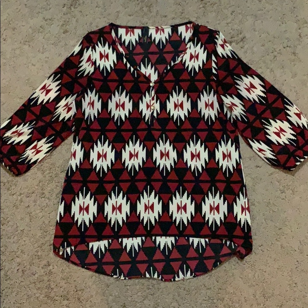 Beautiful maroon and black Aztec blouse